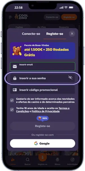 Coolzino casino registration Crie uma palavra-passe segura