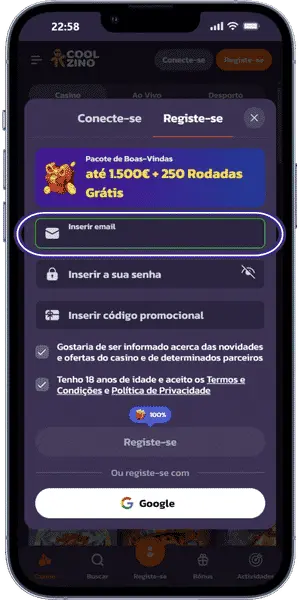 Coolzino casino register Insira o e-mail da conta